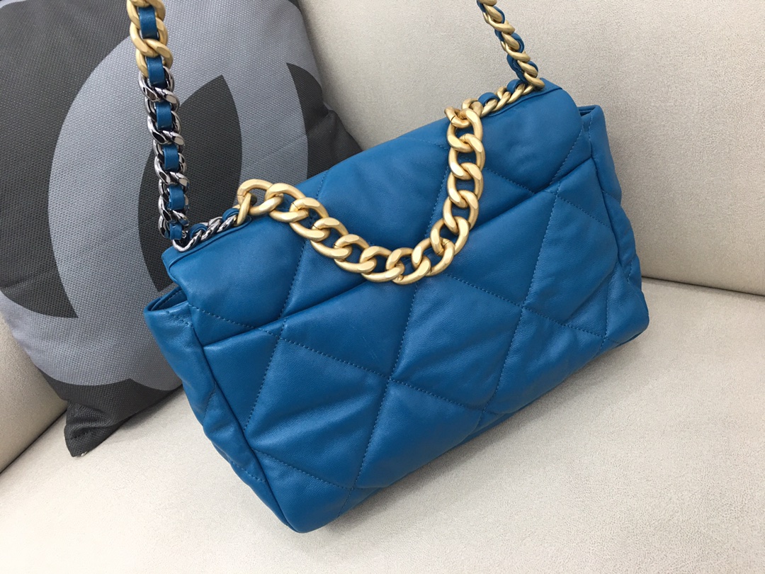 Lambskin 19 Large Handbag Flap Bag AS1161 Blue